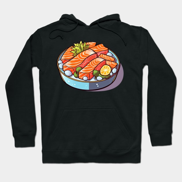 Savoring every bite of this delicious Japanese salmon fillet sashimi on ice Hoodie by Pixel Poetry